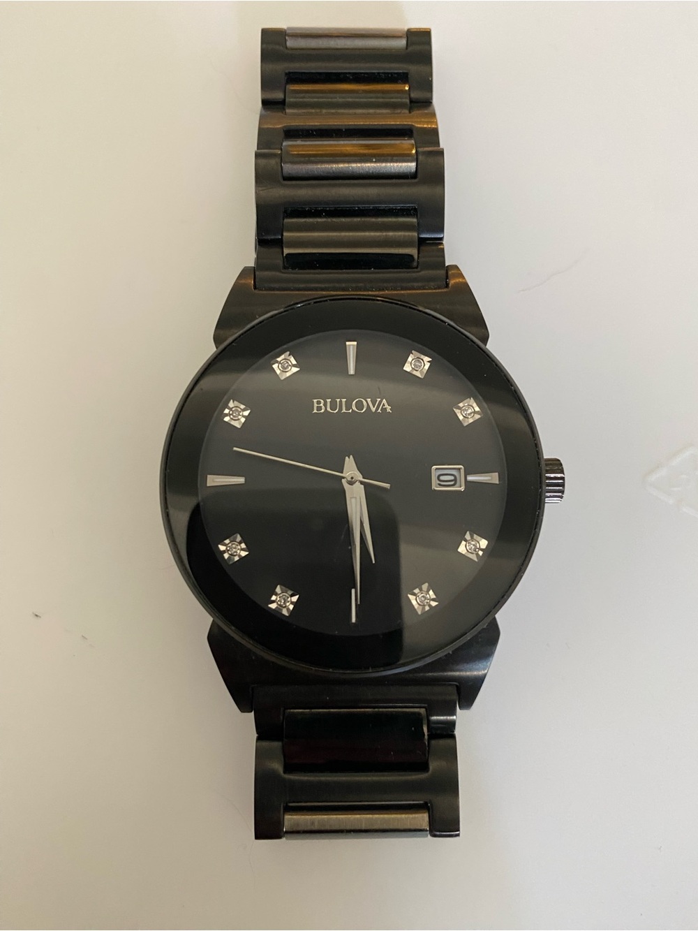 Bulova 98D121 - Black Men’s Ceramic Bracelet Watch with Diamond Accents